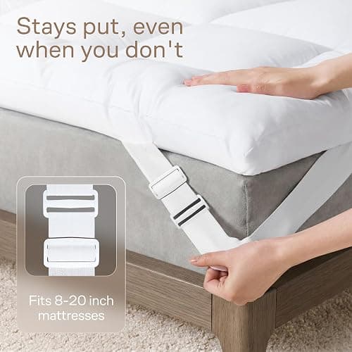 Ultra Soft Twin Mattress Topper - Cloud-Like Mattress Pad for Full Body Support - Breathable Cooling Material for Hot Sleepers, White thumbnail 6
