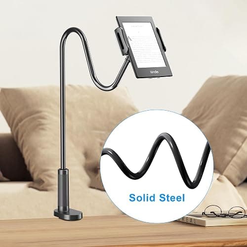 Kefotic Gooseneck Tablet Holder for Kindle Reading in Bed, Hands Free Desk Bedside Lazy Arm Stand for Kindle Accessories, Compatible with iPhone iPad mini thumbnail 3