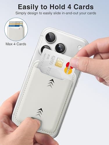 TopMade for Magsafe Wallet, Strongest Magnetic Card Holder for iPhone 17, iPhone 16/15/14/13/12 Series, Leather Magnetic Phone Wallet with Powerful Magnets, RFID Blocking, Fit 4 Cards, Milky White thumbnail 3