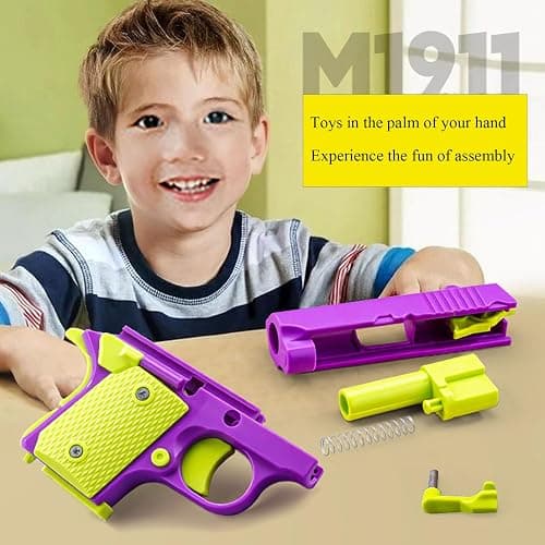 Fidget Gun Toys for Adults, 3D Printed Mini 1911 Small Pistol Toys,A Stress-Relieving Toy Suitable for Relieving ADHD and Anxiety, The Best Gift for Friends (Blue White) thumbnail 6