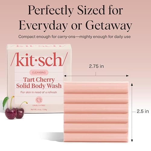 Kitsch Cleansing Tart Cherry Soap Bar with Refreshing Scent - Eco-Friendly Body Wash Women Love - Cherry Solid Bar Soap for Daily Use - Silicone, Sulfate and Paraben Free, Made in USA - 4oz thumbnail 4
