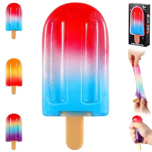 Malt Sugar Popsicle Squishy, Ice Cream Squishies Slow Rising Sensory Fidget Travel Toys for Adults, Kids, and Teens – Summer Classroom Prize (Red White Blue) - Image 1