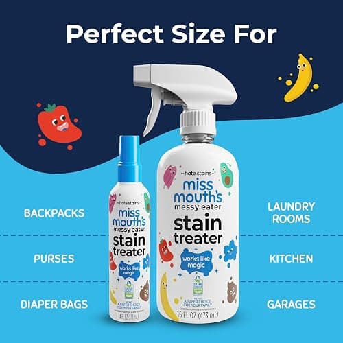 Miss Mouth's Messy Eater Stain Treater Spray - 16oz Stain Remover - Newborn & Baby Essentials - No Dry Cleaning Food, Grease, Coffee Off Laundry, Underwear, Fabric thumbnail 8