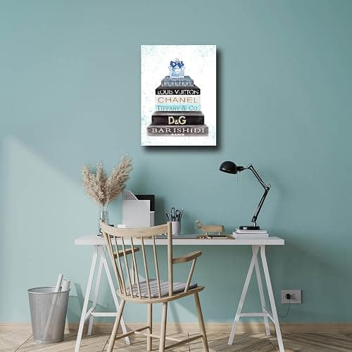 Meetdeceny Fashion Women Canvas Wall Art Blue Bathroom Wall Art Decor Aesthetic Room Decor for Teen Girls Bathroom Pictures for Wall 12x16 Inch thumbnail 5