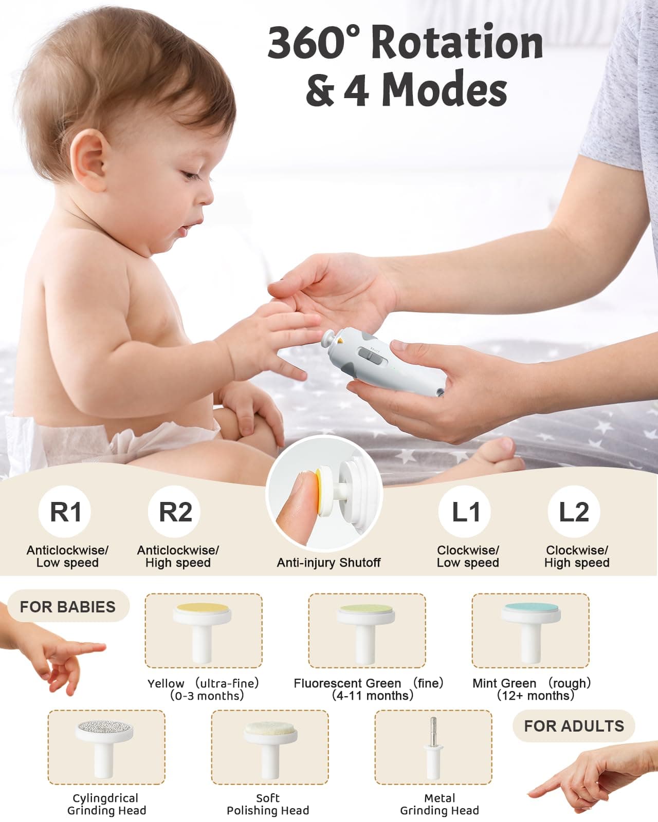 Lictin Baby Healthcare and Grooming Kit, 26 in 1 Rechargeable Baby Nail Trimmer Electric Set,Safe Baby Nail File with Auto Light, Newborn Nursery Health Care Kit, Portable Baby Safety Care Set thumbnail 6