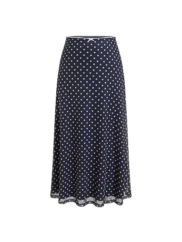 CIDER Womens Polka Dot Skirts Mesh High Waist Boho Flowy Long Midi Skirts - Image 1
