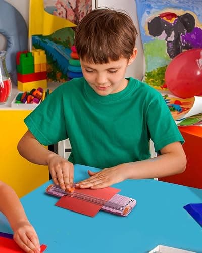 Firbon Pink A5 Paper Cutter, Straight Small Paper Trimmer with Side Ruler for Scrapbooking Craft, Paper, Coupon, Label, Cardstock thumbnail 2