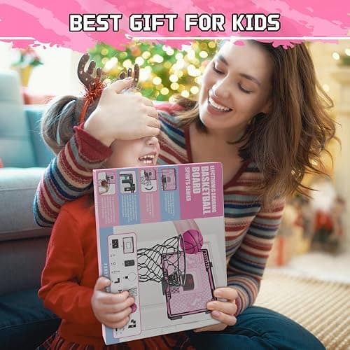 Basketball Hoop Indoor Kids Girls Pink - Mini Over The Door Basketball Hoops with Electronic Scoreboard Toys & 3 Balls, Unicorn Birthday Gifts Age 5 6 7 8 9 10 11 12 Year Old Girls thumbnail 6
