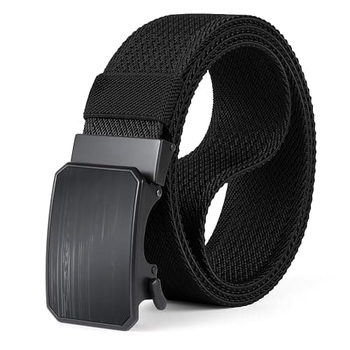 HASHIJI Auto Lock Ratchet Belt for Men | Elegant Dressing Belt Buckle | 1.5" Wide Elastic Nylon Tactical Belts Thicker - Image 1