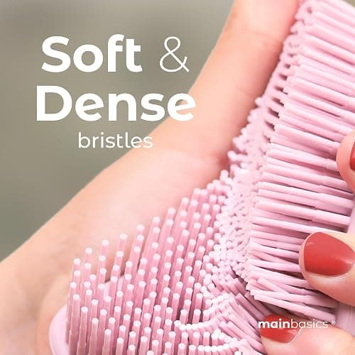 MainBasics Silicone Body Scrubber Dual-Sided Shower Loofah and Exfoliator (Pink, Exfoliate) thumbnail 3