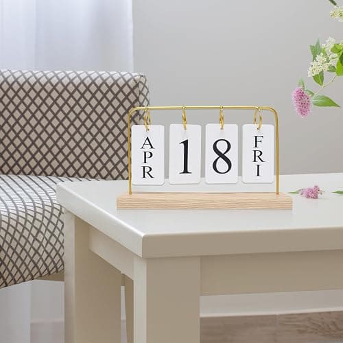 Uguisu Desktop Decor, Wall Calendar, Gold Metal Stand with Paper Monthly Daily Calendar, Home Decor, Living Room Decor, Hallway Decorative Ornament, Reusable Office Accessory. thumbnail 7