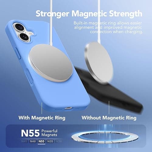 GONEZ Magnetic for iPhone 16 Case, Compatible with MagSafe, [Screen Protector + Camera Lens Protector], Liquid Silicone Shockproof Protective Phone Case for iPhone 16 6.1", Royal Blue thumbnail 3