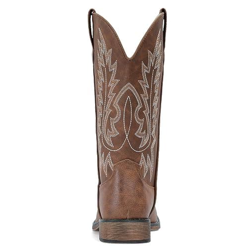 IUV Cowboy Boots For Women Square Toe Wide Western Mid Calf Cowgirl Boots | Comfortable and Roomy, Pull-on, Embroidered, Vintage-modern, Stylish for Daily Life and Outdoor Adventures. thumbnail 6