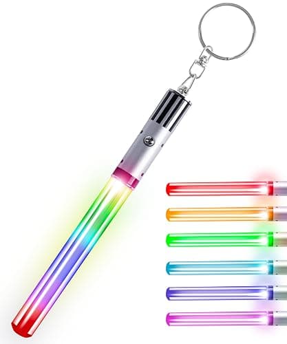 LIGHTSABER KEYCHAIN LIGHT UP LED STAR WAR Glowing Light Saber Key Chain Lightup Sabers 8 COLOR MODES: Green, Blue, Red, Baby Blue, Pink, Yellow, White, Rainbow - 1 PACK - Image 1