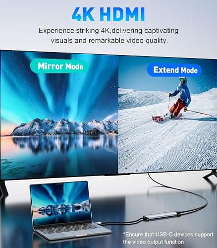 UANTIN USB C Hub 7 in 1 Multiport Adapter with 4K HDMI Dongle, 100W PD, SD/TF Card Reader, 3 USB-A, USBC Docking Station for MacBook Mac Pro/Air, Dell, HP, ASUS, Acer and Other Type C Laptops thumbnail 3