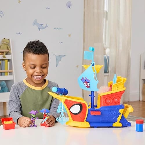 SPIDEY AND HIS AMAZING FRIENDS Marvel Water-Webs Webs Ahoy Bubble Pirate Ship Toy, 3-Inch Action Figures & Boat Playset, Super Hero Toys,, Ages 3+ thumbnail 11
