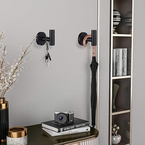 Towel Hooks Bathroom Coat Robe Wall Hook Heavy Duty Door Hanger Towel Robe Clothes Cabinet Closet Sponges Rack for Bathroom Bedroom Kitchen Hotel Pool 4 Packs Matte Black(Drilling Installation) - Black thumbnail 6