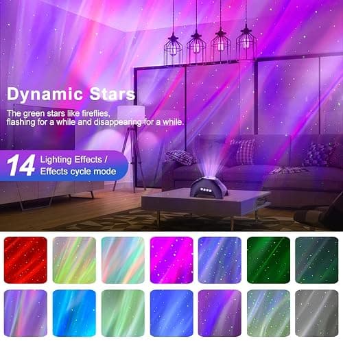 Northern Lights Aurora Projector,CIMELR Star Projector Music Bluetooth Speaker and White Noise,Galaxy Light with Remote Control, Night Light for Bedroom, Room Decor, Ceiling, Gift for Kids Adults thumbnail 2
