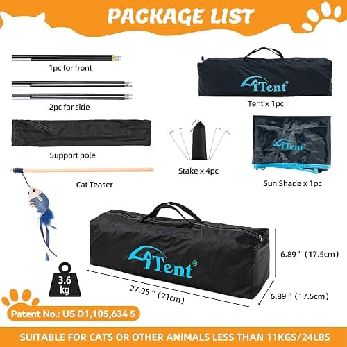 Extra Large Catio Outdoor Cat Enclosure, 2-Tier Foldable Cat Tent with 3 Doors for Patio, Balcony, Indoor & Camping, Weatherproof Sunproof Cat Playpen with Carry Bag Included（Patented） thumbnail 8