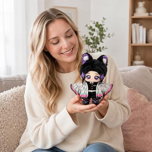 Demon Soft Anime Figure Cute Cotton Plush Doll Slayer Muichiro Decor | Anime Character Themed Collectible Gift for Anime Fans,Tanjiro Ornament,Soft Skin-Friendly Fabric,Tight Embroidery No Shoes thumbnail 4
