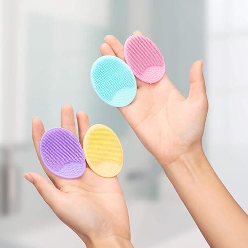 4 Pack Face Scrubber,JEXCULL Soft Silicone Facial Cleansing Brush Face Exfoliator Blackhead Acne Pore Pad Cradle Cap Face Wash Brush for Deep Cleaning Skin Care thumbnail 5