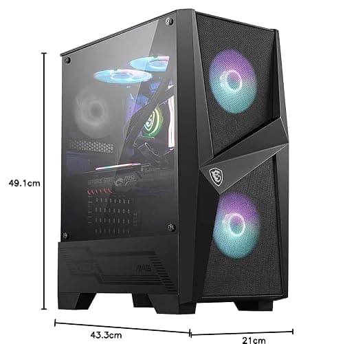 MSI MAG FORGE 100R Mid Tower Gaming Computer Case (Black, 2x 120mm ARGB PWM Fan, 1x 120mm Fan, 1-6 ARGB Hub, Tempered Glass, MSI Center, ATX, mATX, mini-ITX) thumbnail 10