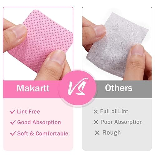 Makartt Lint Free Nail Wipes: Nail Polish Remover Pads 1000PCS Eyelash Extension Glue Wipes, Super Absorbent Soft Gel Nails Wipes Dry Wipes for Nail Prep and Gel Polish Remover, Pink thumbnail 7