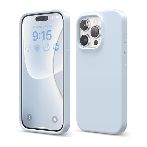 elago Compatible with iPhone 15 Pro Case, Liquid Silicone Case, Full Body Protective Cover, Shockproof, Slim Phone Case, Anti-Scratch Soft Microfiber Lining, 6.1 inch (Light Blue) - Image 1