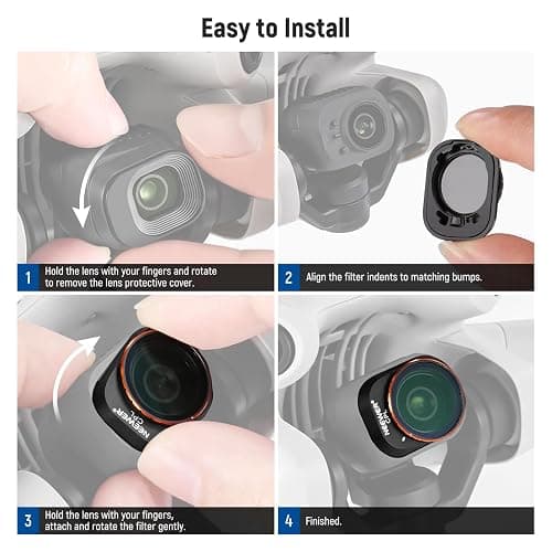 NEEWER ND CPL Filter Set Compatible with DJI Mini 4 Pro, 4 Pack Multicoated HD Optical Glass Screw On ND16 ND64 ND256 Circular Polarizing Neutral Density Filter Drone Accessories + 2X Cleaning Cloth thumbnail 8