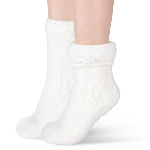 Gealaek Women Slipper Socks Winter Thick Fuzzy Warm Cozy Soft Sherpa Lined Socks Non Slip with Grippers thumbnail 7