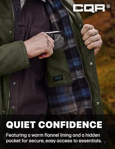 CQR Men's Flannel Lined Shirt Jackets, Long Sleeved Rugged Plaid Cotton Brushed Suede Shirt Jacket thumbnail 3