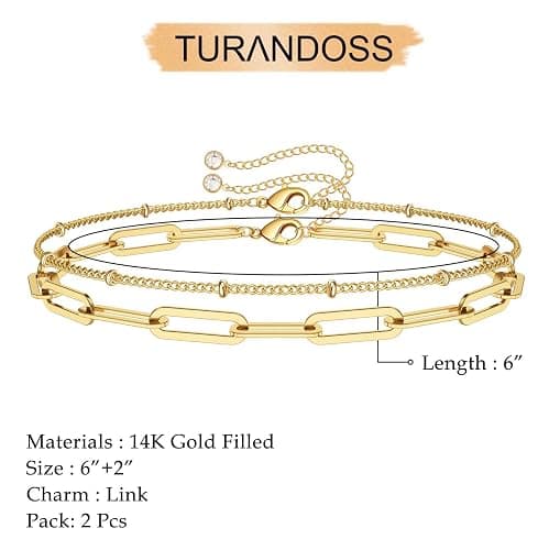 Dainty Gold Bracelets for Women, 14K Gold Plated Adjustable Layered Beads Bracelet Cute Evil Eye Oval Chain Pearl Bar Turtle Gold Bracelets for Women Jewelry thumbnail 4