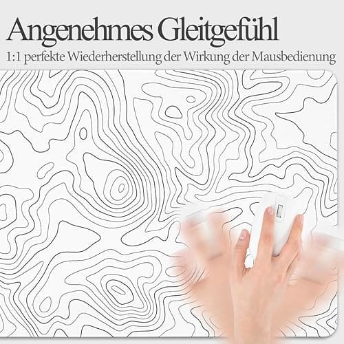 Sevenpers Weiß Gaming Mauspad,900x400mm Gross Kunstlinie Mausmatte,Tischunterlage mit doppelt vernähten Kanten,Waschbares Mauspad für PC,Maus und Tastatur(Topographie,Weiß) thumbnail 5