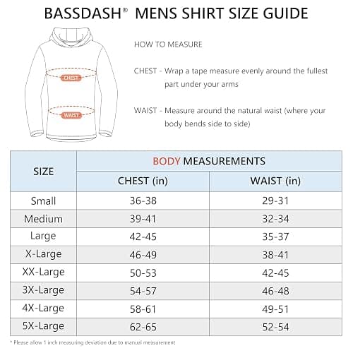 Bassdash UPF 50+ Men’s UV Sun Protection Long Sleeve Performance Fishing Hoodie Hooded Shirts thumbnail 2