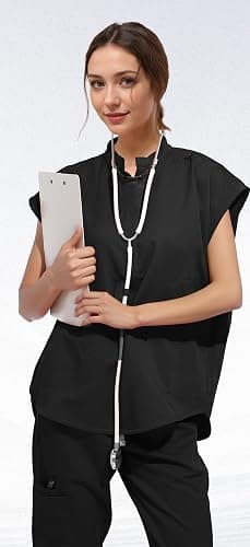 Eadflie Scrubs for Women Set - with Sleeveless Stand-Up Collar Scrub Top & Jogger Scrub Pants, 8-Pocket Design thumbnail 7