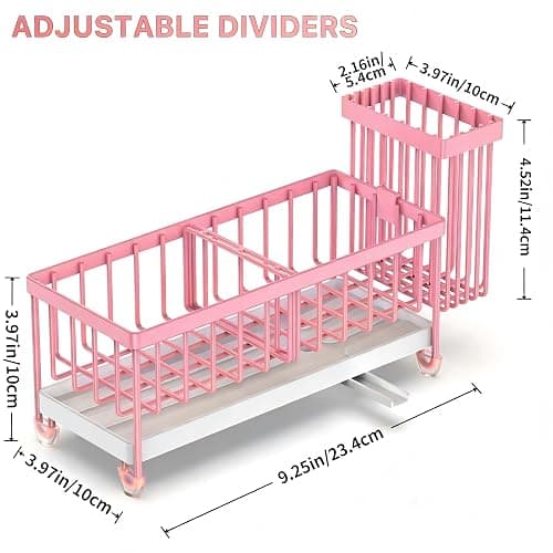 Cisily Sponge Holder for Kitchen Sink, Sink Caddy Organizer with High Brush Holder, Kitchen Countertop Organizers and Storage Essentials, Rustproof 304 Stainless Steel (Pink, 9.25″) thumbnail 2