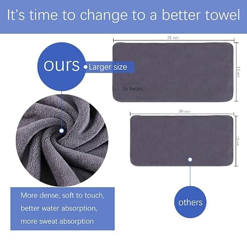Wuwahold Microfiber Gym Towels Bigger Size Super Soft for Exercise Fitness, Sports, Workout, 380-GSM 15-Inch x 31-Inch Quick-Drying Towels (3 Pack, Grey+Blue+Purple) thumbnail 3