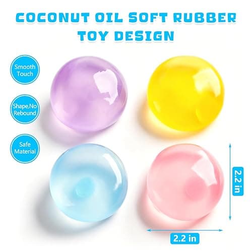 2 Pcs Coconut Oil Squishy, Shapeable No Rebound Stress Relief Ball, Fun Sensory Fidget Toy, Study Work Relaxation Desk Decor, Fun Anxiety Gift for Adults & Kids(Blue+Pink) thumbnail 2