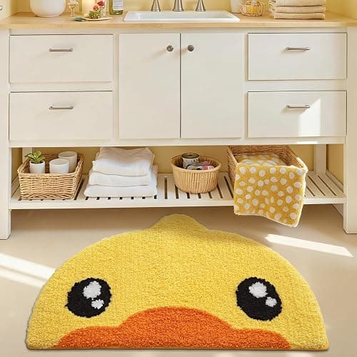 LUMI Cute Rubber Duck Bathroom Rugs, Absorbent Plush Bath Mats, Non-Slip Backing Washable Bath Rugs for Bathroom, Ideal for Kids Shower Sink Bathtub Bedroom, 22"x36", Duck thumbnail 3