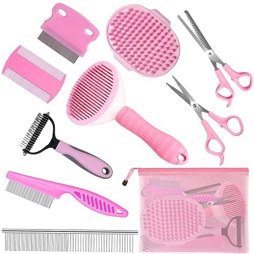 Complete Pet Grooming Solution by Dog - 9PCS Kit with Slicker Brush, Deshedding Tool, and Grooming Comb for All Breeds and Sizes, Promotes Healthy Skin and Coat - Image 1