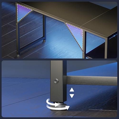 Coleshome L Shaped Gaming Desk, 120x70 cm Computer Desk, Corner Office Desk with Reversible Storage Shelves, Writing Study Table for Work Play Home Office, Black thumbnail 5