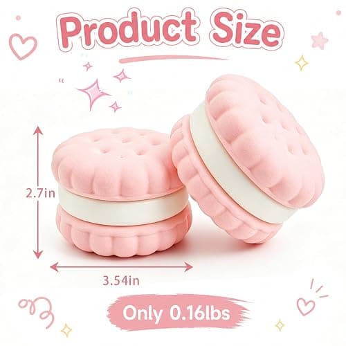 Slow Rising Squishy Bread, 3 Layers Detachable Soft Cookie Pink Squishies ,Sandwich Shaped Stress Relief Fidget Toys, Cute Food Squishies for Kids Adult Party Favors thumbnail 3