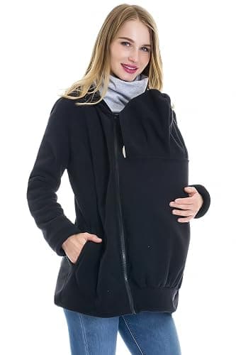 Smallshow Women's 3 in 1 Baby Wearing Jacket Zip Up Fleece Maternity Hoodie Sweatshirt - Image 1