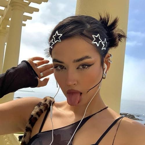 Star Hair Clips 2000s Y2K Snap Hair Barrettes Non Slip Star Hair Accessories Silver Metal Hair Clips for Girls Women -15 PCS 1.57" thumbnail 3