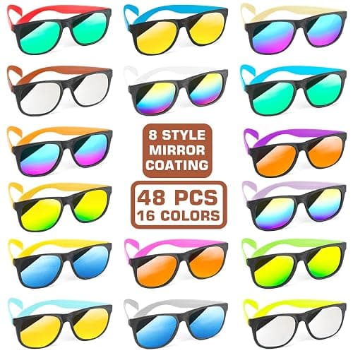 Sunglasses Bulk for Party favors, 48 Pack Neon Plastic Sunglasses with UV400 Protection, Great Gift for Birthday Supplies, Graduation, Summer Pool Beach Party favors, Goody Bag Filler for Boys Girls thumbnail 4