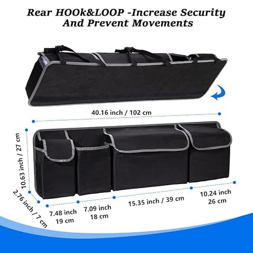 mossgreg Car Trunk Organizer and Storage,Collapsible Cargo Storage Bag with 4 Pockets,Car Accessories for Men and Women,Backseat Hanging Organizer for SUV,Truck,MPV(Extended Edition 102CM) thumbnail 2