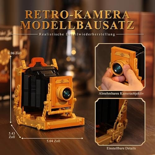 JMBricklayer Camera Telephone Record Player Building Block Sets for Adults, Retro 3 in 1 Set Building Toy 20039, Vintage Display Model Kit for Office Room Decor Collectible Gift for Adult Men Kids 14+ thumbnail 5