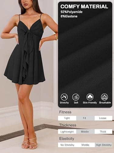 MIYIEONZ Women Sleeveless Sexy V Neck Summer Dress for Women Casual Flowy Beach Club Party Spaghetti Strap Mini Sundress thumbnail 5