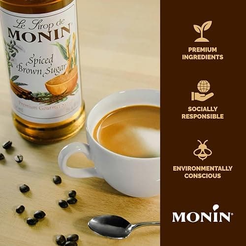 Monin - Spiced Brown Sugar Syrup, Sweet With Hints of Cinnamon, Natural Flavors, Great for Coffee, Desserts, Ciders, and Cocktails, Non-GMO, Gluten-Free (1 Liter) thumbnail 4