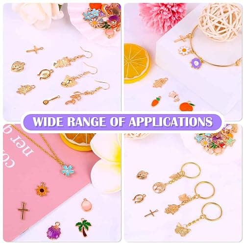 Acejoz 300Pcs Charms for Jewelry Making, Wholesale Bulk Assorted Gold-Plated Enamel Earring Charms for DIY Necklace Bracelet Jewelry Making and Crafting (Multicolor) thumbnail 5